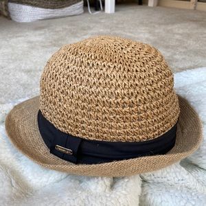 Wicker Fedora Hat with Black Adjustable Strap